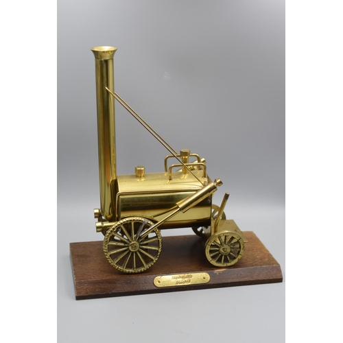 91 - Brass Model of Stephenson's Rocket Mounted on Wooden Plinth (9