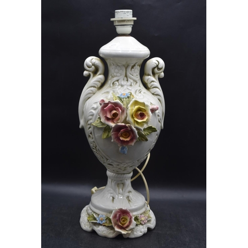 101 - Capo di Monte style Flower lamp Base approx. 20