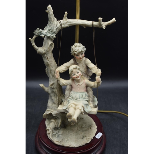 102 - B Merli Figurine Lamp with Swinging Children approx. 2ft