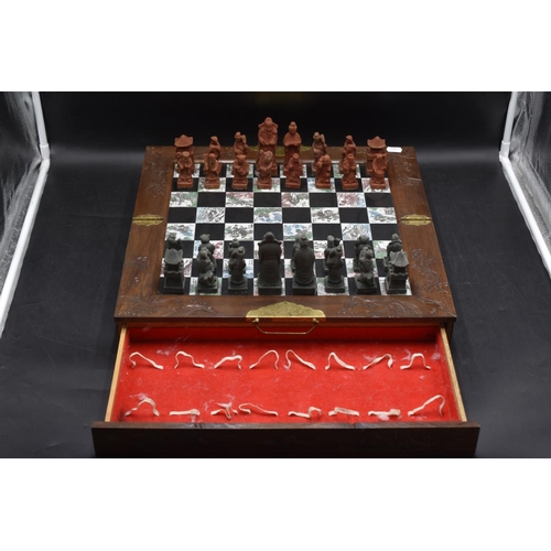 105 - Chinese Chess Set with Decorative Storage Case