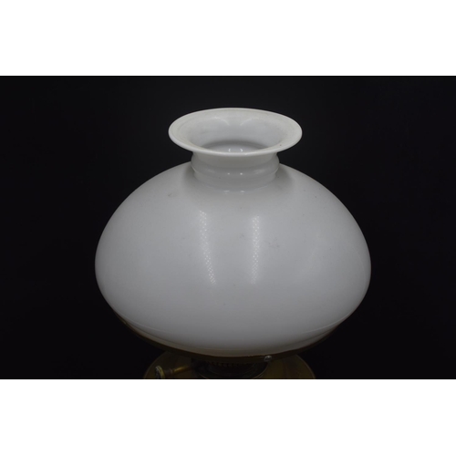 106 - Vintage Oil Lamp with White Milk Shade marked JCM Lampe Belge & Trademark in Luxway approx. 19