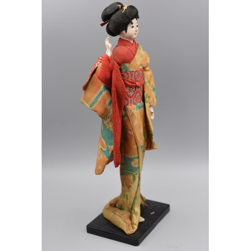 133 - Vintage Japanese geisha girl Figure with Porcelain Head, Hands and Feet mounted on Stand (A/F) 11