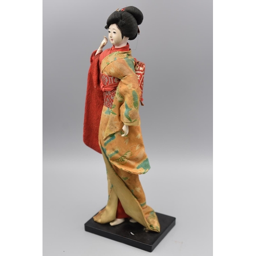 133 - Vintage Japanese geisha girl Figure with Porcelain Head, Hands and Feet mounted on Stand (A/F) 11