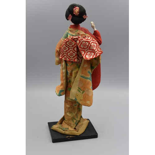 133 - Vintage Japanese geisha girl Figure with Porcelain Head, Hands and Feet mounted on Stand (A/F) 11