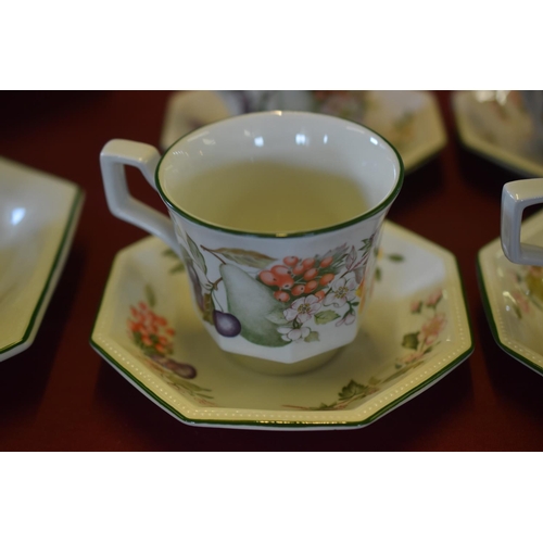 136 - Forty Three Piece Johnson Brothers 'Fresh Fruit' Tea set to include Sugar Bowl, Cups, Tea Pot, Milk ... 