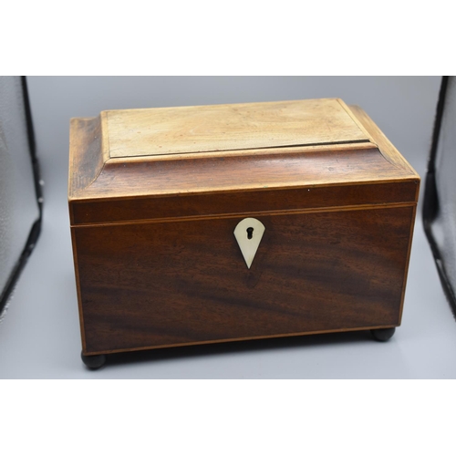 150 - Wooden Storage Chest with Ivory Inlay and Metal Ball Feet (10