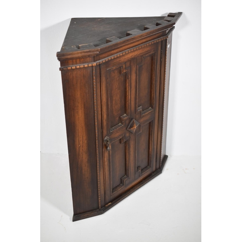 153 - Ecclestrical 19th Century Oak Corner Wall Cabinet