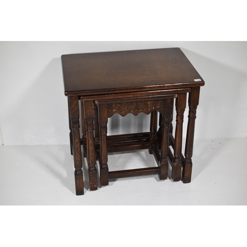 155 - Priory Style Nest of Three Oak Tables