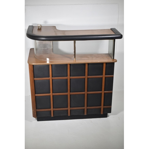 165 - Retro Home Teak and Leatherette Cocktail Bar with Storage, Bottle Opener, and Illumination (39