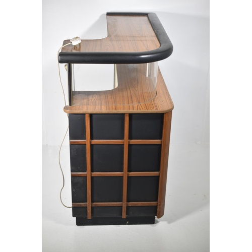 165 - Retro Home Teak and Leatherette Cocktail Bar with Storage, Bottle Opener, and Illumination (39