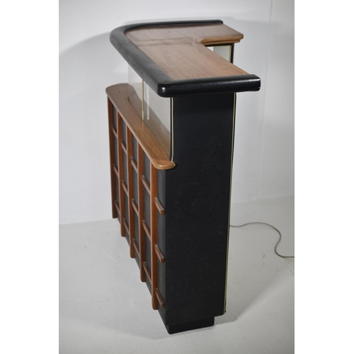 165 - Retro Home Teak and Leatherette Cocktail Bar with Storage, Bottle Opener, and Illumination (39