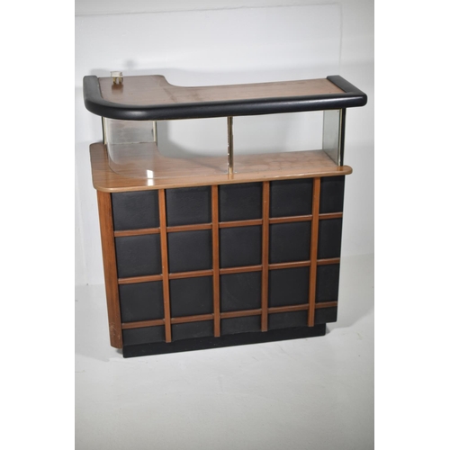 165 - Retro Home Teak and Leatherette Cocktail Bar with Storage, Bottle Opener, and Illumination (39