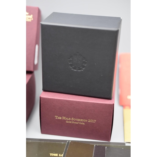 169 - Three Royal Mint Sovereign Boxes, Certificates and Eighteen London Mint Coin Dossier Cards