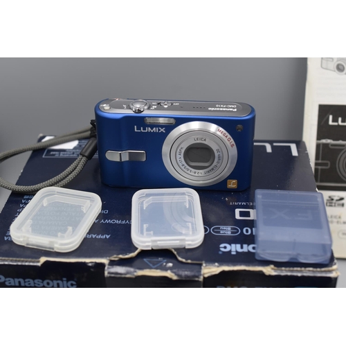 180 - Panasonic DMC-FX10 Lumix Digital Camera with Power Lead, Battery, and Original Box