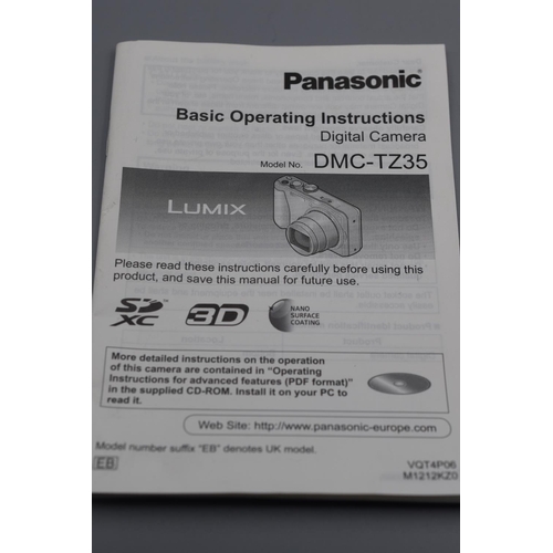 189 - Panasonic TZ35 Lumix Digital Camera complete with USB Power Lead and Original Box