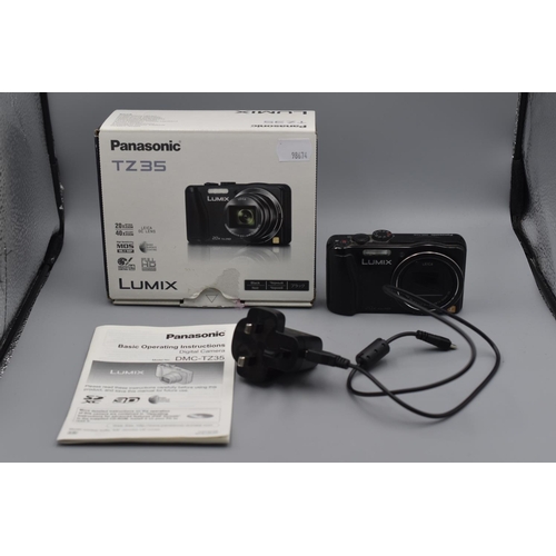 189 - Panasonic TZ35 Lumix Digital Camera complete with USB Power Lead and Original Box