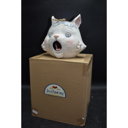 53 - Jim Shore Heartwood Creek White Cat Garden Birdhouse Outdoor New Boxed 6001602