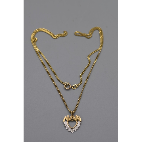 25 - Gold 375 Nan Pendant Necklace Complete with Presentation Box