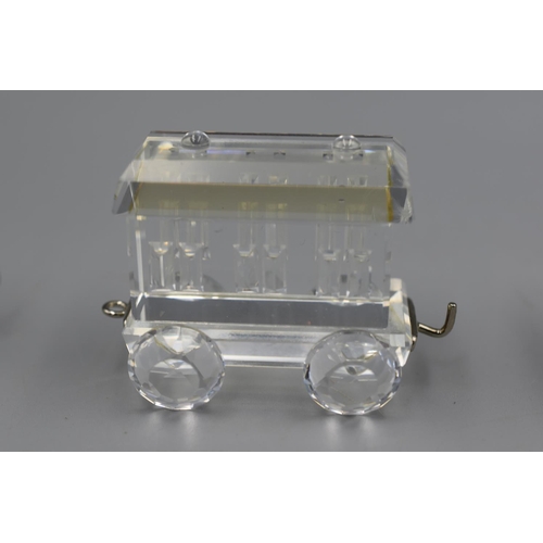 66 - Swarovski Silver Crystal Train with Carriages (3 Pieces in Separate Cases)