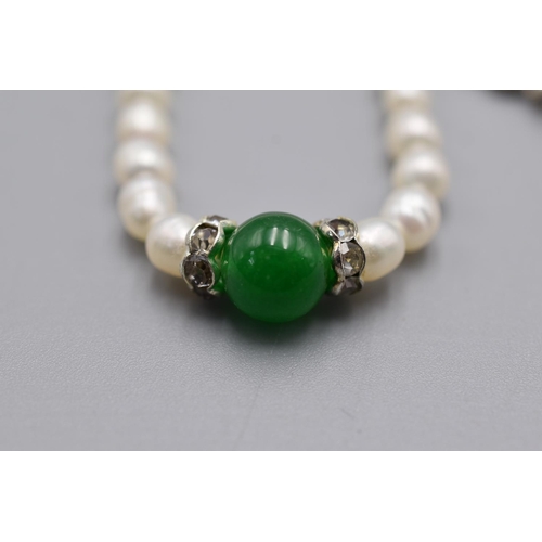 103 - Jade and Pearl Necklace complete with Gift Pouch