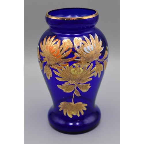 150 - S L Line of Italy Glass Vase in Presentation Box together with a Hand painted Gold Leaf Vase