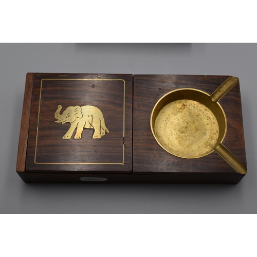 186 - A Brass Inlaid Box and a Brass Inlaid Smokers Box /Ashtray Combination