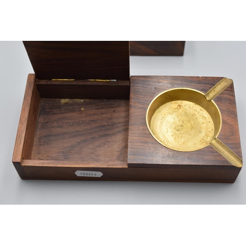 186 - A Brass Inlaid Box and a Brass Inlaid Smokers Box /Ashtray Combination