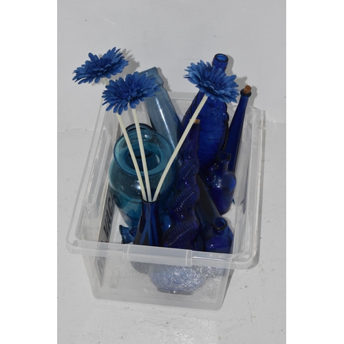 586 - A Box of Decorative Blue Glass