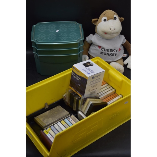 595 - Mixed House Clearance Box, Includes Cassette Tapes, Cheeky Monkey and Other