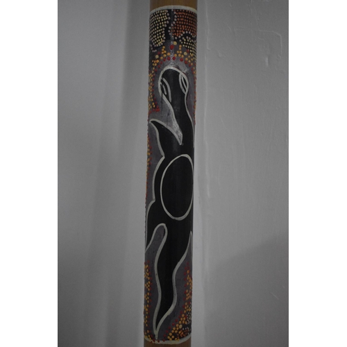 208 - Didgeridoo - Approx 120cm long x 6cm Wide. Hand painted with Aboriginal type Artwork.