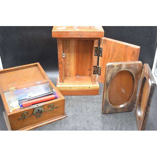 216 - Three Wooden Items To Include Box, Key Holder and Photo Frame