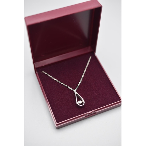 72 - Silver 925 CZ Stoned Pendant Necklace Complete with Presentation Box