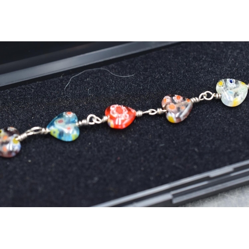 73 - Sterling Silver millefiori Bracelet Complete with Presentation Box