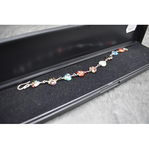 73 - Sterling Silver millefiori Bracelet Complete with Presentation Box