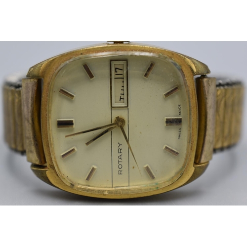 79 - Vintage Gent's Wristwatch with cushion shaped Case with day, Date, Sweep Seconds and Mechanical. Run... 