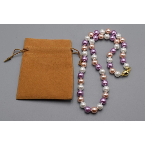 119 - South Sea Multi-Coloured Shell Pearl Necklace complete with Gift Pouch