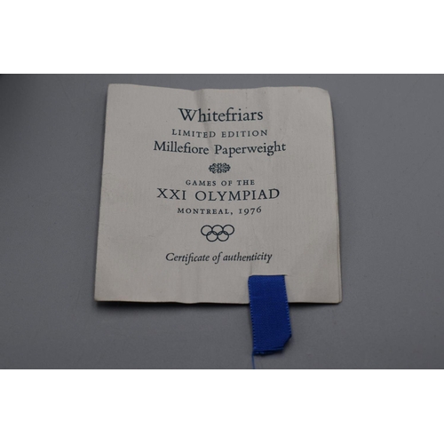 134 - Whitefriars limited edition Montreal 1976 Games of The Olympiad glass paperweight, limited 391/1000,... 