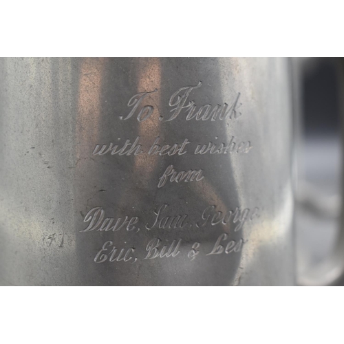 374 - 3 Pewter Tankards. Two are inscribed; To Frank.... , Lancashire Constabulary Initial Dog Course 2/81... 