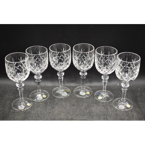 380 - Set of 6 Bohemia Crystal Wine Glasses complete in Box