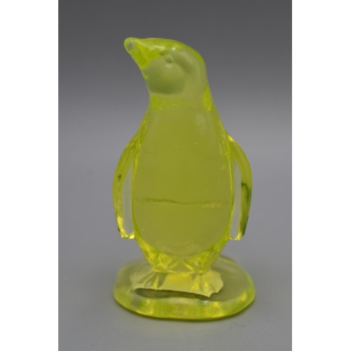 174 - Hand Blown Uranium Art Glass Penguin (3