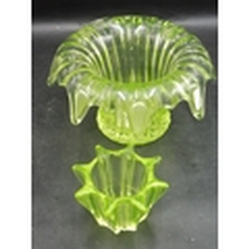 175 - Bagley Equinox Uranium Glass Vase and Frog (8