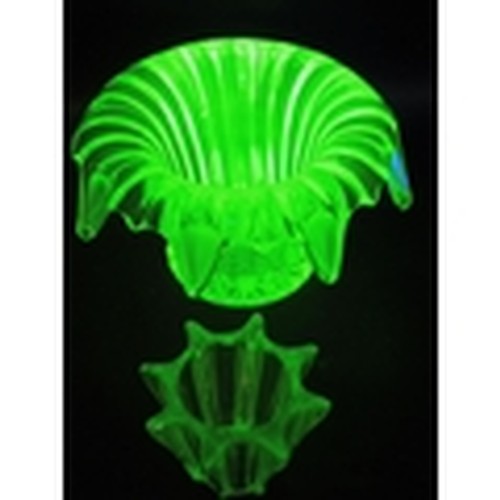 175 - Bagley Equinox Uranium Glass Vase and Frog (8