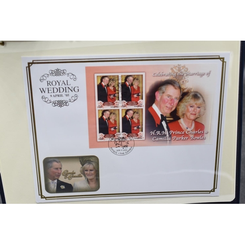 315 - Collection of First Days Covers Of Prince Charles and Camilla Wedding 2005 in album