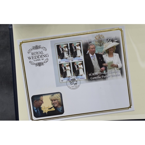 315 - Collection of First Days Covers Of Prince Charles and Camilla Wedding 2005 in album