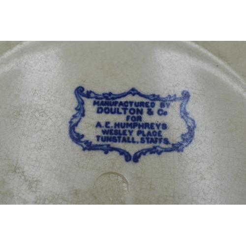 190 - Antique Doulton Blue and white primitive methodist souvenir of the 1910 Centenary plate