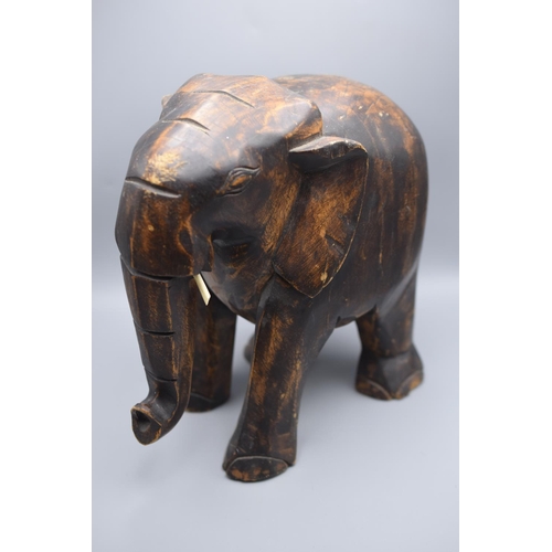 323 - Hand Carved Wooden Elephant Figure (10