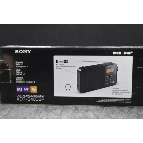 389 - Sony DAB Radio - Unused. Still in its original wrapping inside. Model number XDR-S40DBP