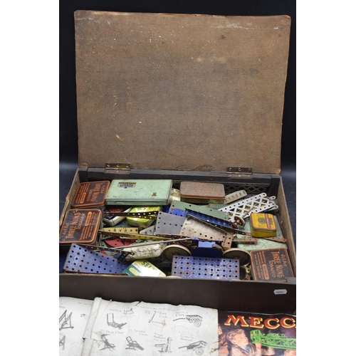 404 - Large Selection of Vintage Meccano with Original Booklets and a Selection of Metal Cigarette Tins