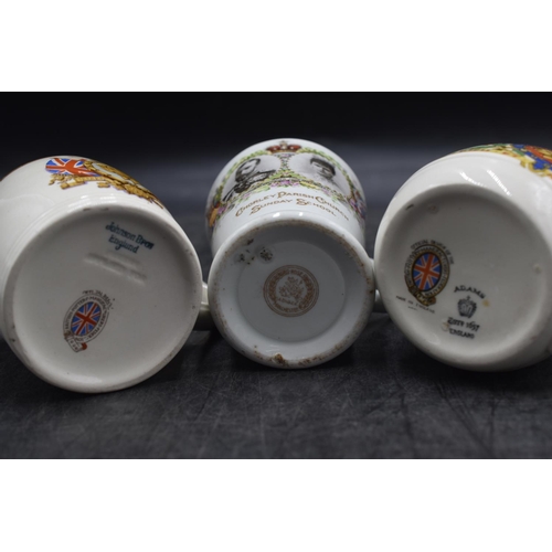 620 - Trio of Pottery and Ceramic Coronation Mugs. King George V and King George VI.