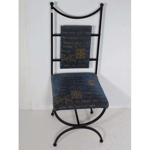 485 - Four Metal Framed Dinning Chairs with Fabric Valour Seating and Backrest